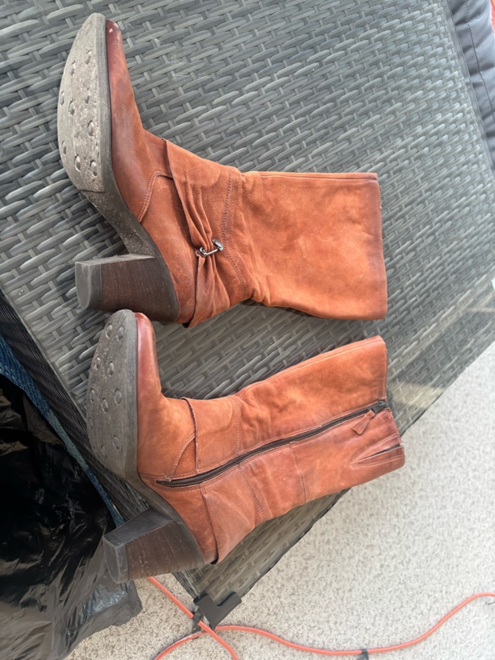 MJUS Women's Mid-Calf Suede Boots in Rust